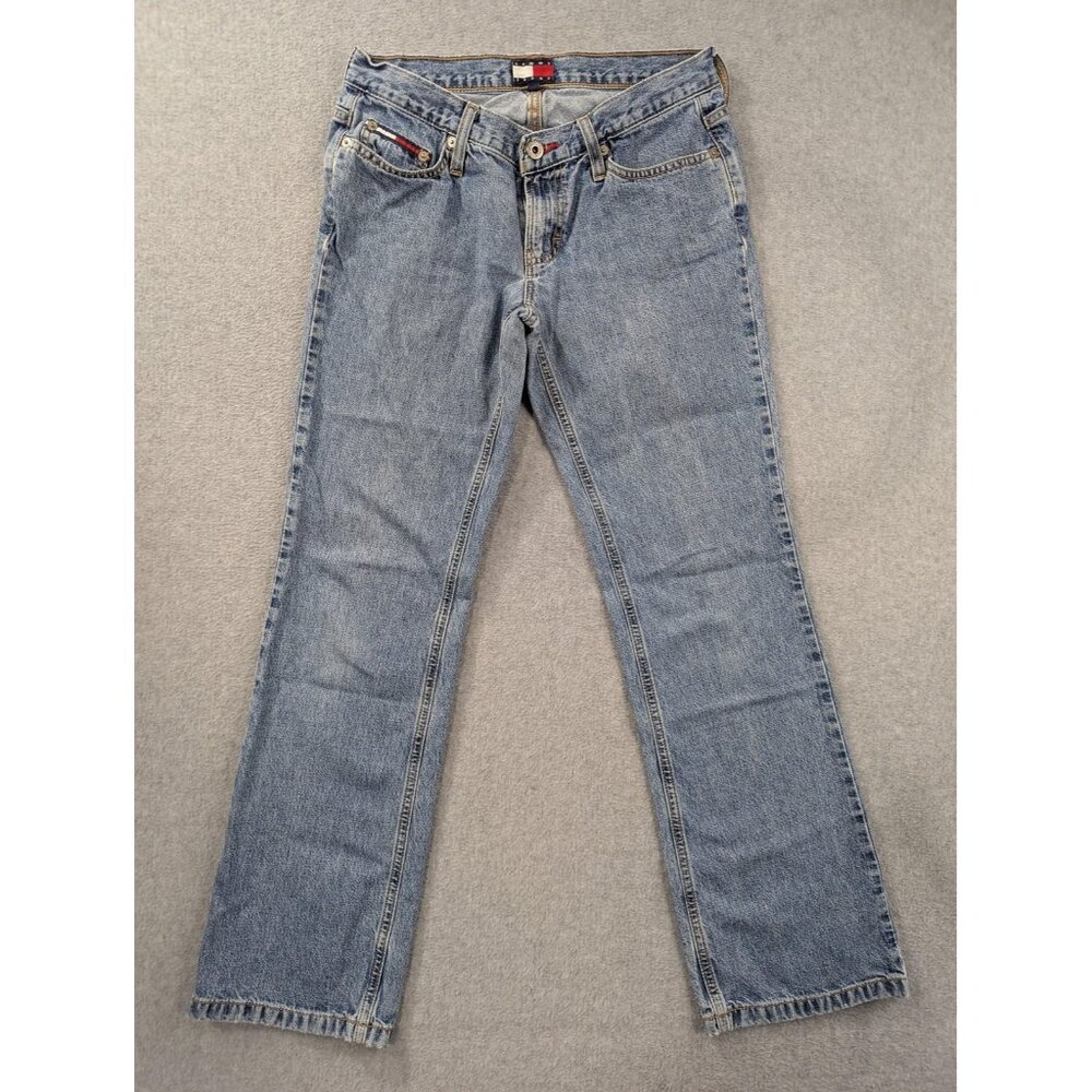 Vintage Tommy Jeans Jeans Womens 7 Blue Straight Leg Denim Y2K Flag Logo 2000s